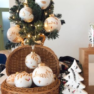 Boules de noël personnalisées porcelaine peintes à la main