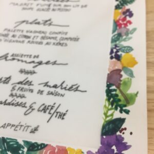 Menu de mariage personnalisé aquarelle idée mariage unique et créatif Nice Mariage Organisation de mariage Jeym à la demande