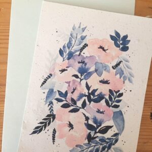 carte postale à planter aquarelle fleurs jeym fait main nice