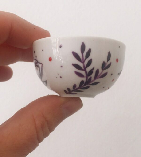 bol porcelaine peinte à la main cadeau mamie Jeym