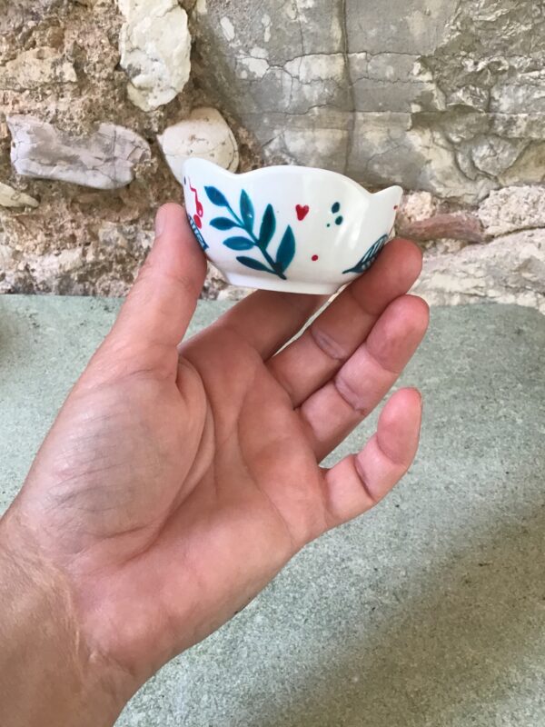 Mini coupelle fleurs - porcelaine peinte - collection BLEUE – Image 2