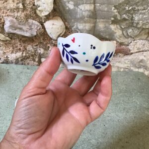 Mini coupelle fleurs - porcelaine peinte - collection BLEUE