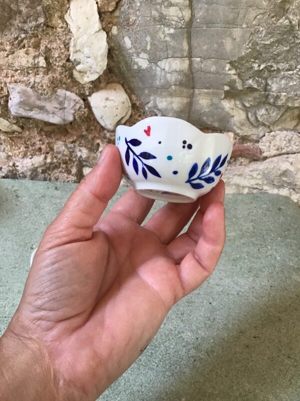 Mini coupelle fleurs - porcelaine peinte - collection BLEUE