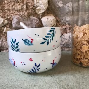 Bol yaka porcelaine peinte - collection BLEUE