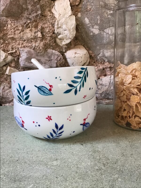 Bol yaka porcelaine peinte - collection BLEUE