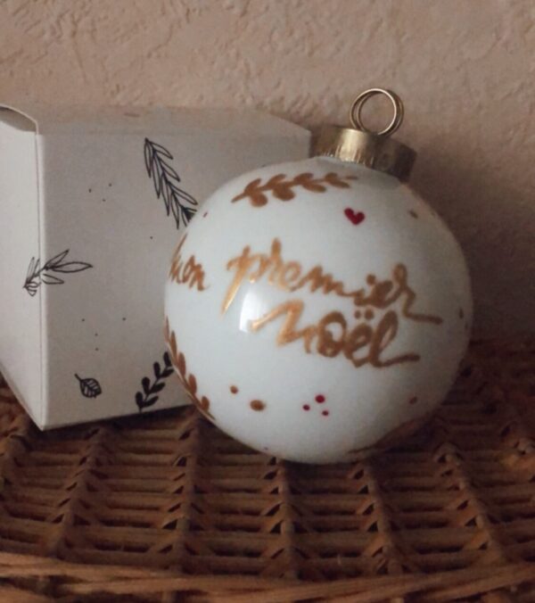 Boule de Noël personnalisée porcelaine peinte main Mon premier noel