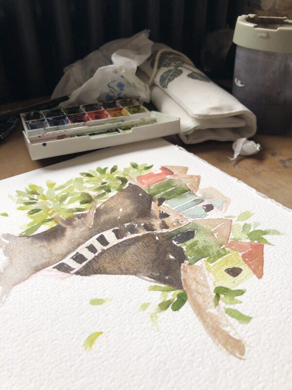 Aquarelles calendrier 2024 cabanes nature peinte main par Jeym. Évasion imagination Et enfant intérieur.