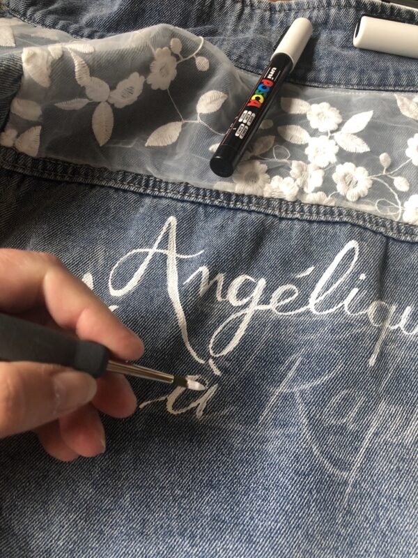 Blouson en jean - pour mariage - future mariée- personnalisable et peint à la main – Image 7