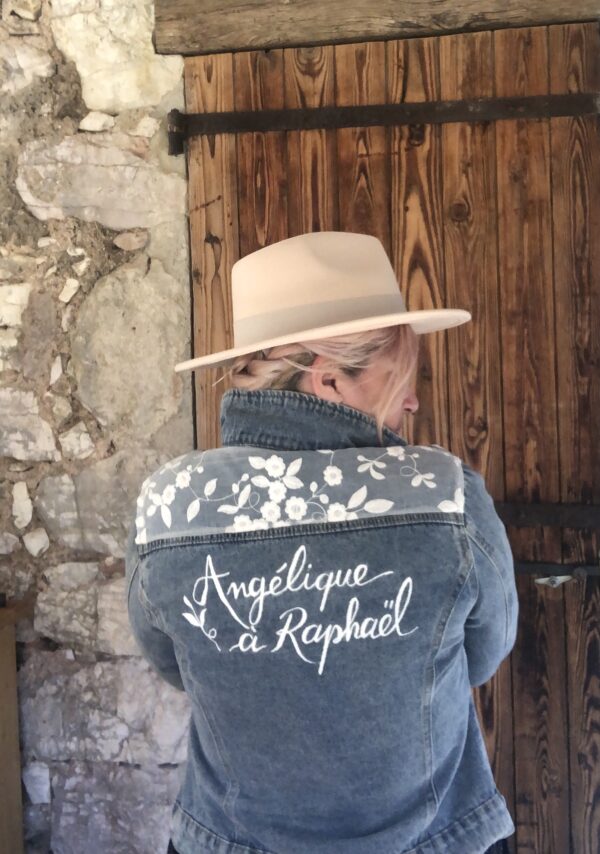 Blouson en jean - pour mariage - future mariée- personnalisable et peint à la main – Image 8